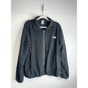 The North Face Jacket Mens Large Black Full Zip Fleece Logo Front‎ Pcokets